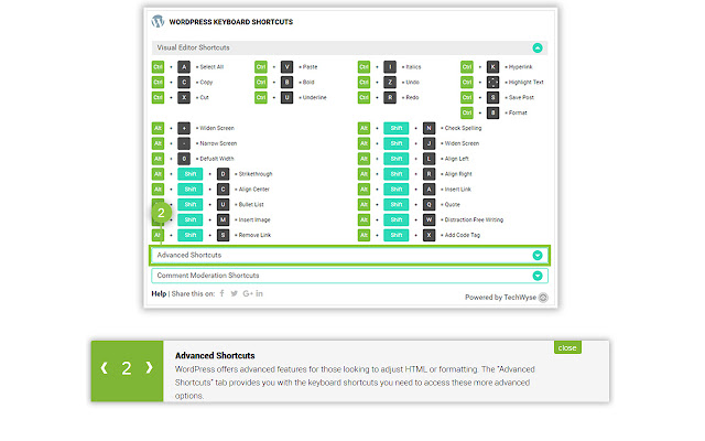 WordPress Keyboard Shortcuts chrome谷歌浏览器插件_扩展第2张截图