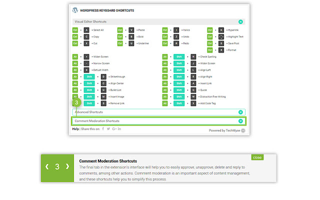 WordPress Keyboard Shortcuts chrome谷歌浏览器插件_扩展第3张截图