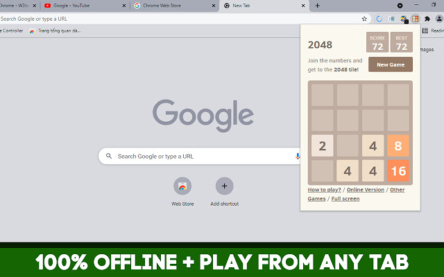 Classic 2048 Offline Game chrome谷歌浏览器插件_扩展第1张截图