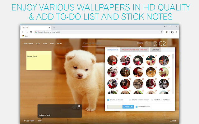 Puppy & Dog Custom Cute Puppies & Dogs NewTab chrome谷歌浏览器插件_扩展第2张截图