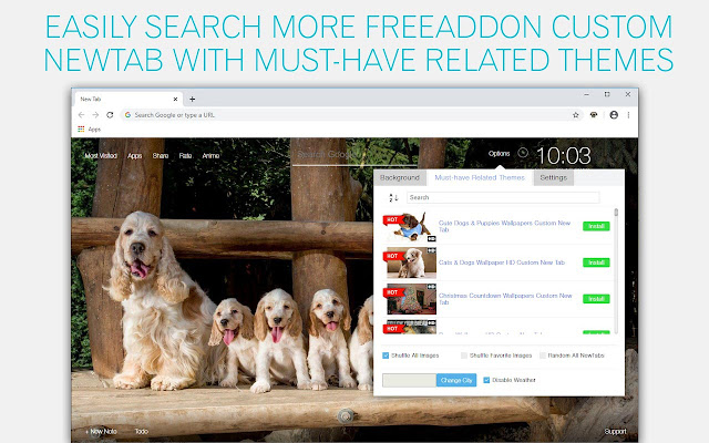 Puppy & Dog Custom Cute Puppies & Dogs NewTab chrome谷歌浏览器插件_扩展第3张截图