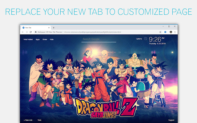 Dragon Ball Z Wallpapers HD Custom DBZ NewTab chrome谷歌浏览器插件_扩展第1张截图