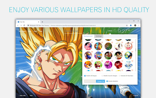 Dragon Ball Z Wallpapers HD Custom DBZ NewTab chrome谷歌浏览器插件_扩展第2张截图