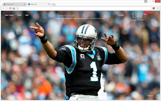 NFL Cam Newton Backgrounds HD Custom New Tab chrome谷歌浏览器插件_扩展第1张截图