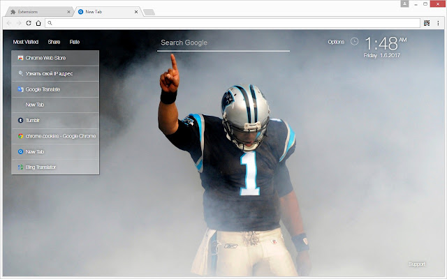 NFL Cam Newton Backgrounds HD Custom New Tab chrome谷歌浏览器插件_扩展第3张截图
