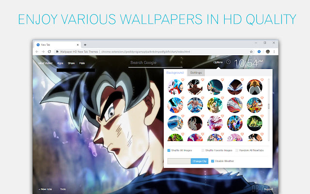 Dragon Ball Super & DBZ Wallpapers HD NewTab chrome谷歌浏览器插件_扩展第2张截图