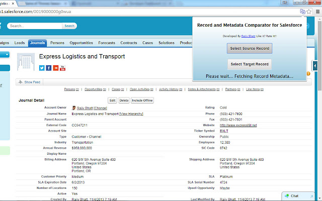 Record and Metadata Comparator for Salesforce chrome谷歌浏览器插件_扩展第1张截图