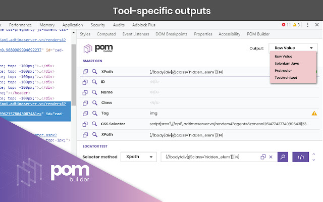 POM Builder – Auto-generate CSS/XPath Locator chrome谷歌浏览器插件_扩展第3张截图