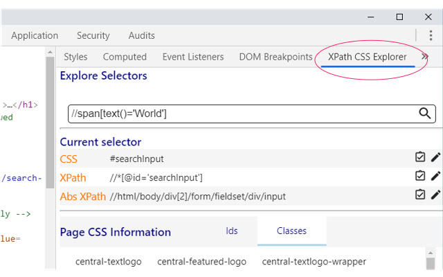 XPath CSS Explorer chrome谷歌浏览器插件_扩展第2张截图