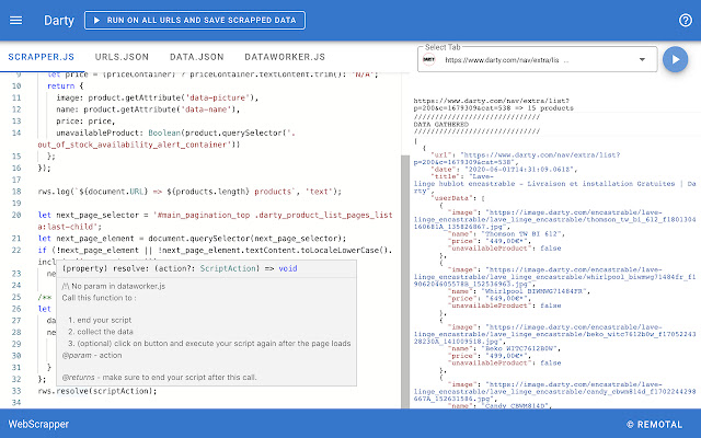 WebScrapper for developers - Free - Remotal chrome谷歌浏览器插件_扩展第2张截图