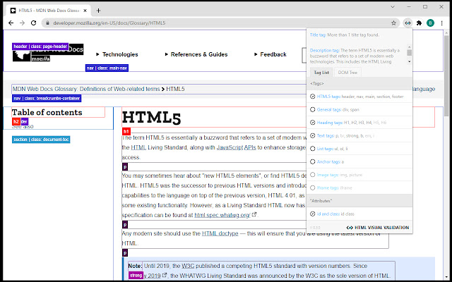 HTML Visual Validation chrome谷歌浏览器插件_扩展第1张截图