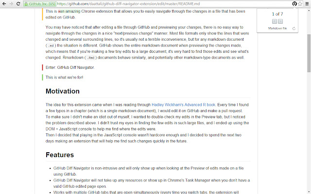 Diff Navigator for GitHub chrome谷歌浏览器插件_扩展第2张截图