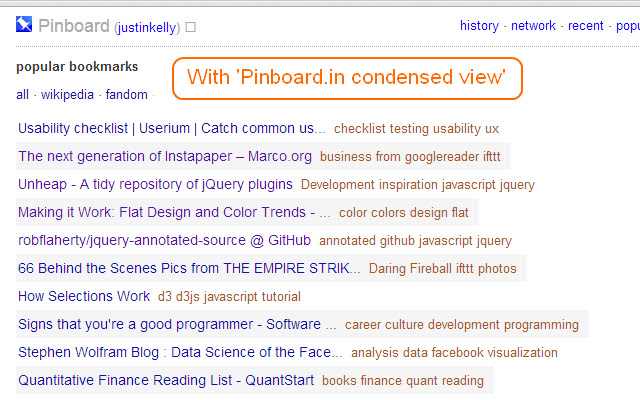 Pinboard.in condensed view chrome谷歌浏览器插件_扩展第4张截图