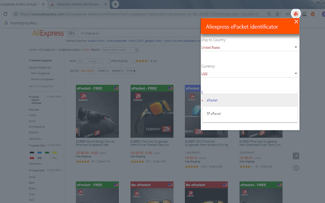 Aliexpress ePacket identificator chrome谷歌浏览器插件_扩展第2张截图