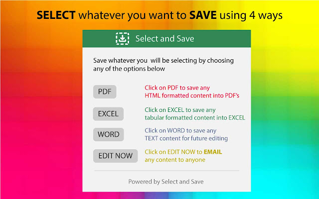 Save Text to PDF, WORD, EXCEL or Send EMAIL chrome谷歌浏览器插件_扩展第2张截图