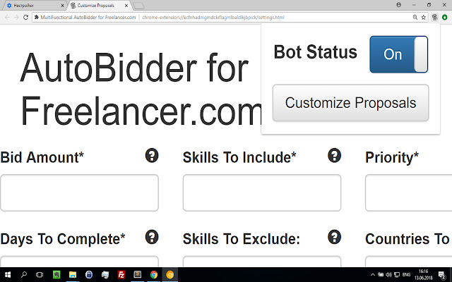 MultiFunctional Auto Bidder -> Freelancer.com chrome谷歌浏览器插件_扩展第3张截图