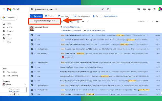 Export Emails to Google Docs by cloudHQ chrome谷歌浏览器插件_扩展第2张截图