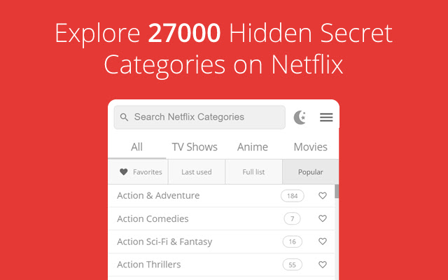 All Netflix Categories chrome谷歌浏览器插件_扩展第1张截图