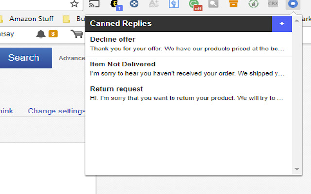Canned Replies For eBay, Amazon, Gmail & More chrome谷歌浏览器插件_扩展第3张截图
