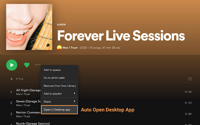 Open Spotify Desktop App chrome谷歌浏览器插件_扩展第1张截图