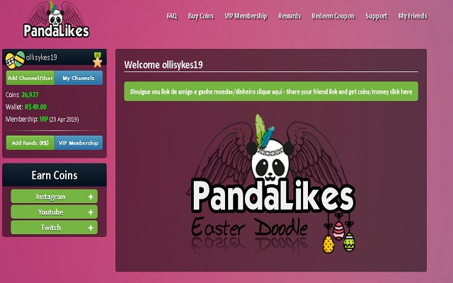 PandaLikes™ - Free Youtube Views & Subs chrome谷歌浏览器插件_扩展第1张截图
