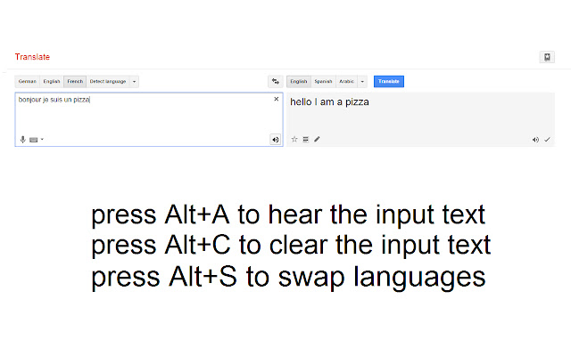 Google Translate Keyboard Shortcuts chrome谷歌浏览器插件_扩展第1张截图