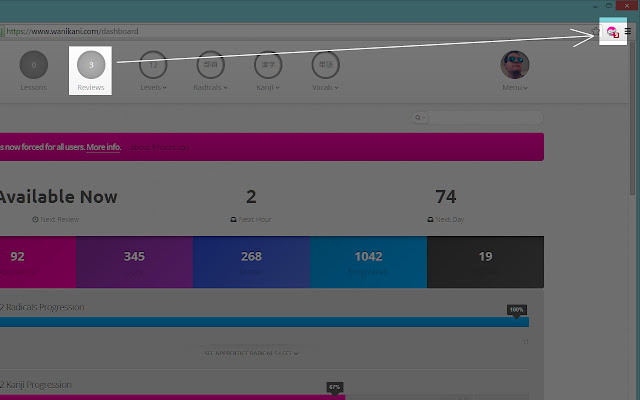 WaniKani Notifier Redux chrome谷歌浏览器插件_扩展第1张截图