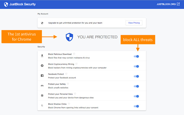 JustBlock Security chrome谷歌浏览器插件_扩展第3张截图