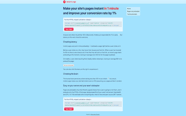 Instant Page chrome谷歌浏览器插件_扩展第1张截图