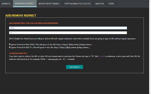 Easy Redirect && prevent Cryptojacking chrome谷歌浏览器插件_扩展第2张截图