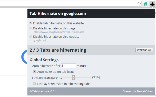Tab Hibernate chrome谷歌浏览器插件_扩展第3张截图