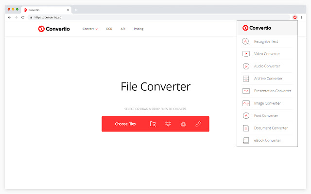 Convertio: 文件格式转换 chrome扩展插件截图1