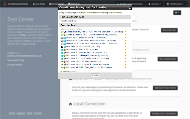 CrossBrowserTesting Test Launcher chrome谷歌浏览器插件_扩展第1张截图