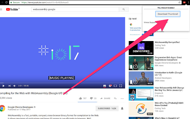 Download thumbnail images of youtube/vimeo chrome谷歌浏览器插件_扩展第2张截图