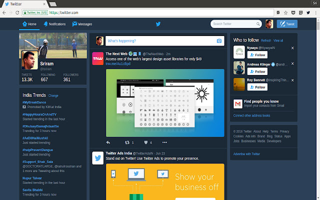 Twitter Web - Night Mode chrome谷歌浏览器插件_扩展第1张截图