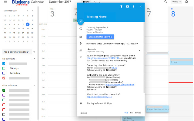 BlueJeans for Google Calendar chrome谷歌浏览器插件_扩展第2张截图