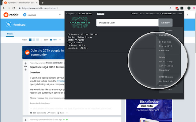 IP, DNS & Security Tools | HackerTarget.com chrome谷歌浏览器插件_扩展第1张截图