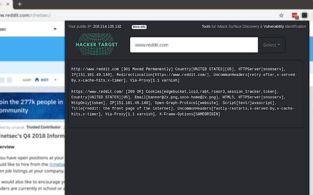 IP, DNS & Security Tools | HackerTarget.com chrome谷歌浏览器插件_扩展第3张截图