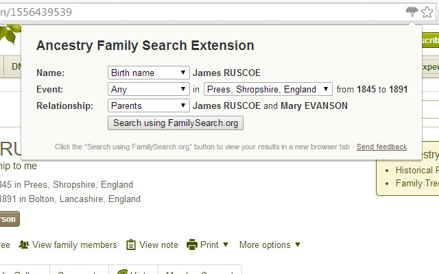 Ancestry Family Search Extension chrome谷歌浏览器插件_扩展第1张截图