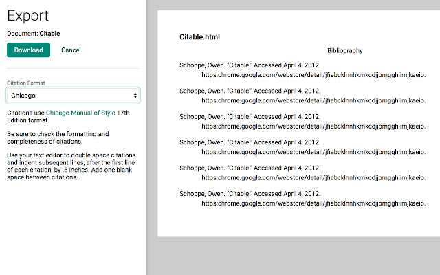 Citable chrome谷歌浏览器插件_扩展第4张截图