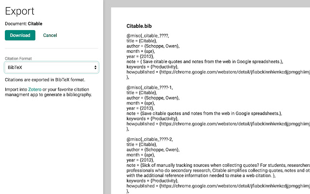 Citable chrome谷歌浏览器插件_扩展第5张截图