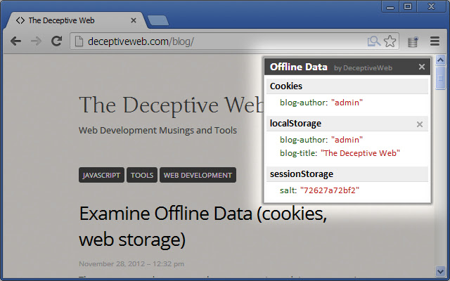 Examine Offline Data (Cookies, HTML5 Storage) chrome谷歌浏览器插件_扩展第1张截图