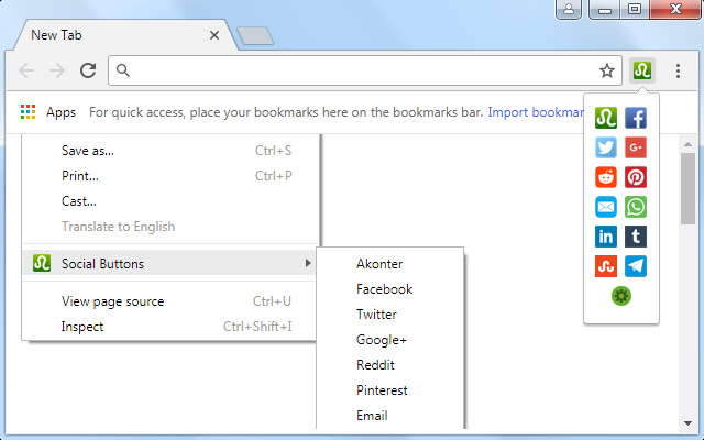 Akonter Share link & Page Buttons chrome谷歌浏览器插件_扩展第2张截图