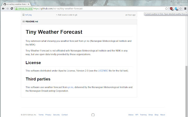 Tiny Weather Forecast chrome谷歌浏览器插件_扩展第1张截图