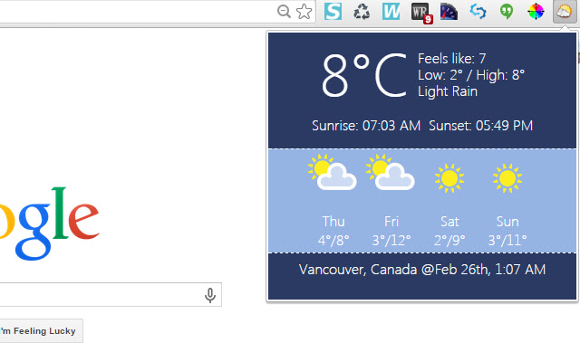 Quick Weather chrome谷歌浏览器插件_扩展第1张截图