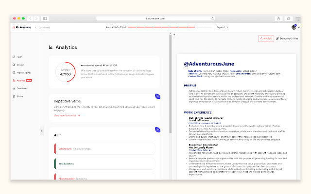 Kickresume - Professional resume builder chrome谷歌浏览器插件_扩展第4张截图