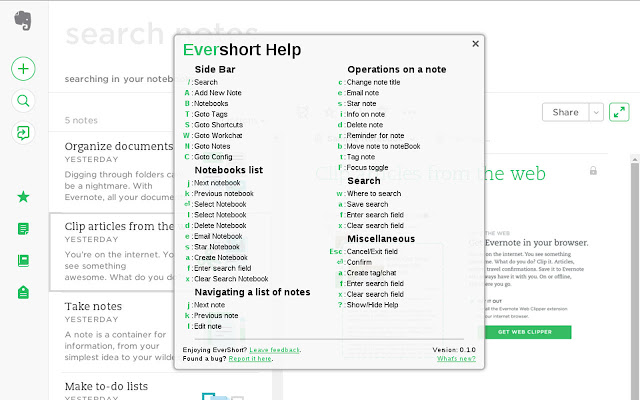 Evernote Shortcuts chrome谷歌浏览器插件_扩展第4张截图