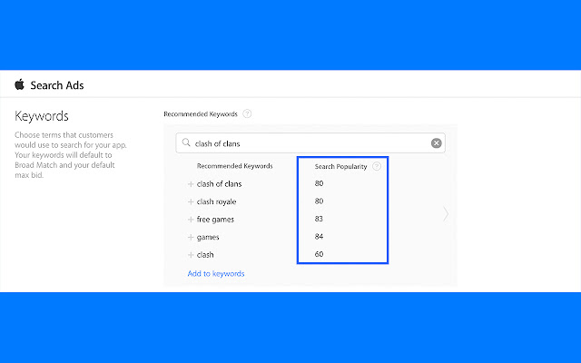 Apple Search Ads Search Popularity for ASO chrome谷歌浏览器插件_扩展第2张截图