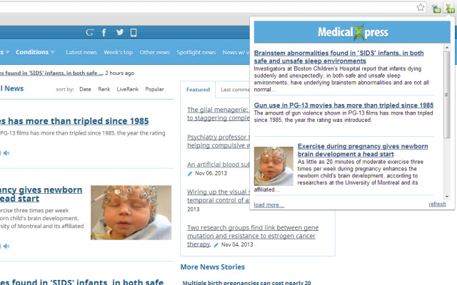 Medical Xpress - medical and health news chrome谷歌浏览器插件_扩展第1张截图