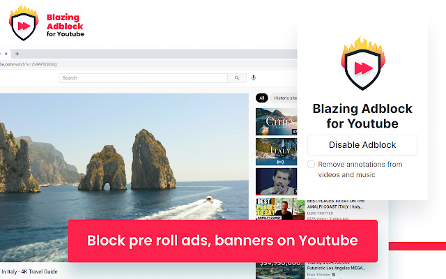 Blazing Adblock for Youtube™ chrome谷歌浏览器插件_扩展第1张截图